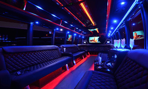 East Orange 30 Passenger Party Bus Black Interior