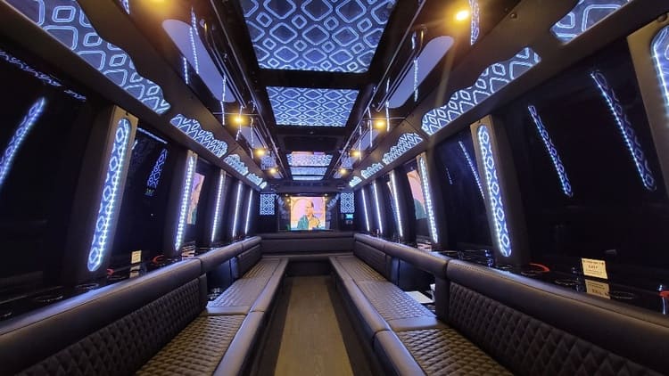 Elizabeth 40 Passenger Limo Bus Interior